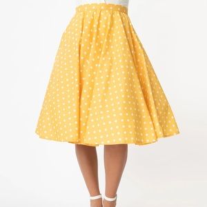 Unique vintage magnolia place yellow polka dot skirt